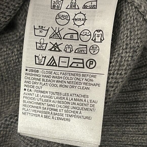 Banana Republic Mens L Merino Wool Blend Sweater Grey 1/4 Mock Neck Preppy Snaps - Picture 5 of 11